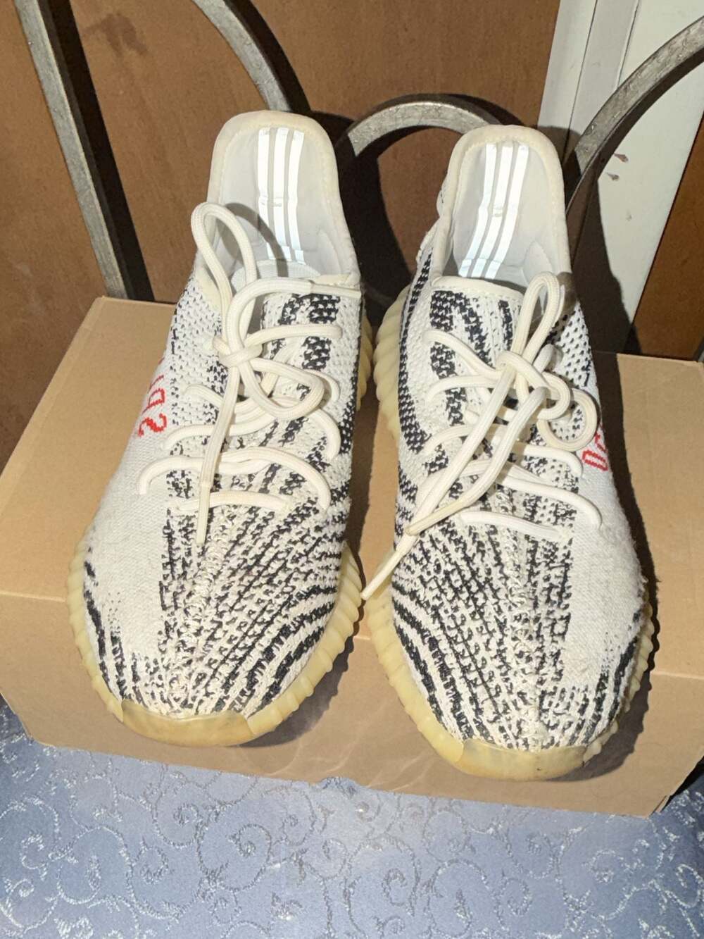 Adidas Yeezy Boost 350 V2 Zebra White Black Red Men's Sneakers